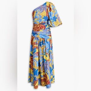 FARM Rio One-Shoulder Blue & Yellow Printed Maxi Dress